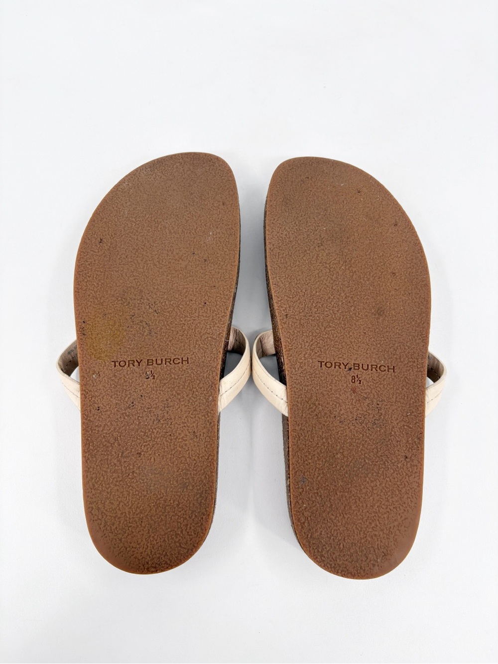 TORY BURCH Miller Cloud Leather Cork Sandals in Cream Caramel US 8.5 - Picture 12 of 13